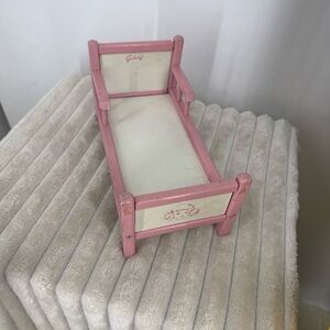 Vtg 1950 Ginny Doll Pink Wooden Bed with White Panels